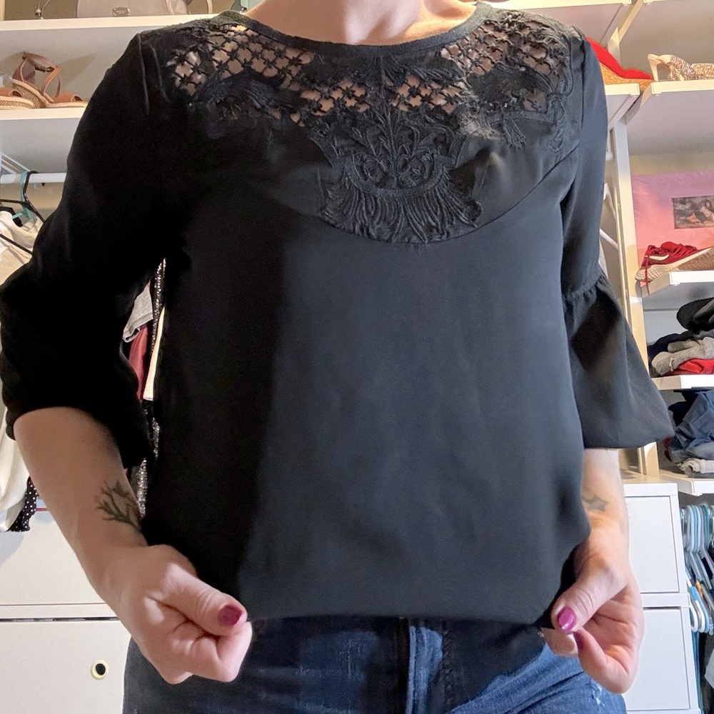 Vava by Joy Han Black embellished blouse